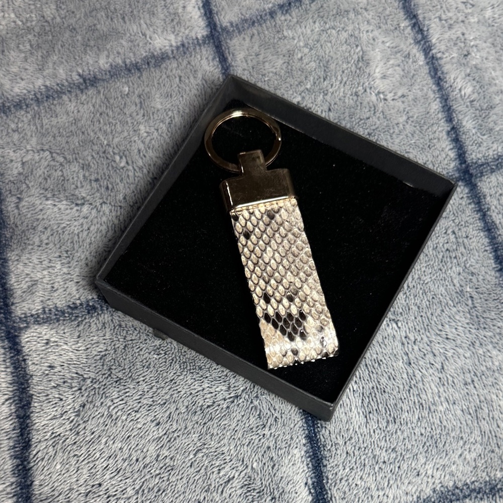 Snakeskin Keychain with Gold Accents